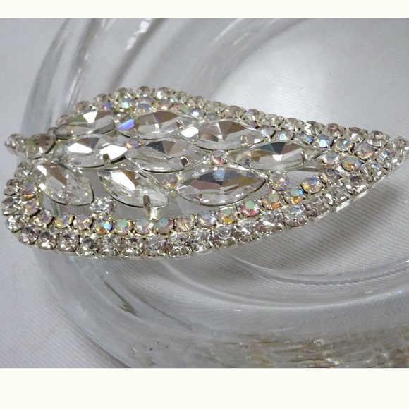 Oversized Vtg Aurora Borealis Crystal Brooch Pin - Picture 5 of 6